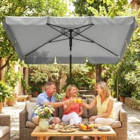 Outsunny 6' x 4' Patio Umbrella with Tilt, Rectangular Outdoor Umbrella for Garden, Grey(m-10)