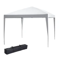 Outsunny 10 x 10ft Folding Pop Up Tent Outdoor Gazebo Canopy with Carrying Bag, White(m-2)