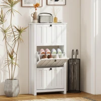 HOMCOM Slim Shoe Cabinet with 3 Flip Drawers, Shoe Storage Cabinet with Adjustable Shelves for Entryway, Holds 12 Pairs, White(m-7)