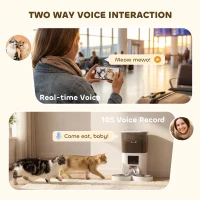 PawHut Automatic Cat Feeder for 2 Cats with HD Camera，2.4G & 5G WiFi Pet Food Dispenser 6L APP Control(m-9)