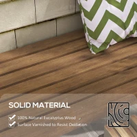 Outsunny Wooden Garden Bench, Patio Double Park Bench with Slatted Seat, Front Porch Backless Bench, Teak(m-4)