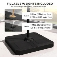 Outsunny 8' x 8' Offset Cantilever Patio Umbrella with Base Weights, UPF50+ Cantilever Parasol with 360° Rotation, Dark Grey(m-4)