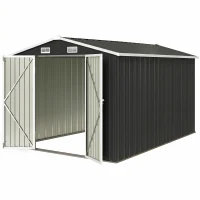 Outsunny 10' x 10' Metal Shed, Heavy Duty Outdoor Storage Shed with 4 Vents and Lockable Double Doors, Dark Grey(m-2)