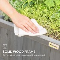 Outsunny Wood Planter with Trellis for Vine Climbing, Raised Garden Bed, Privacy Screen for Backyard, Patio, Deck, Dark Grey(m-7)