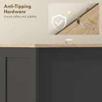 HOMCOM 68" Pantry Cabinet with Charging Station, Storage Cabinet with Microwave Stand, 10 Gallon Trash Can Cabinet, Black(m-9)