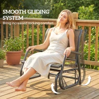 Outsunny Patio Glider Outdoor Glider Chair with Breathable Mesh Seat & Backrest, Armrests and Metal Frame, Light Mixed Brown(m-4)