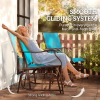 Outsunny Outdoor Glider Chair with Table, 2-Seat Patio Glider Loveseat with Breathable Mesh Fabric, Blue(m-4)