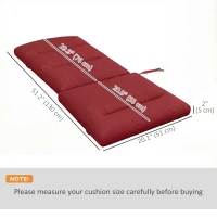 Outsunny Patio Chair Cushion for Adirondack Chairs Replacement Cushion with Back and Ties, Wine Red(m-3)