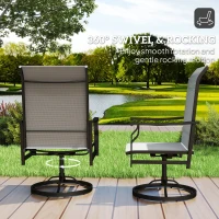 Outsunny Patio Swivel Chair Set of 2, Swivel Rocker Outdoor Chairs with High Back, for Lawn Garden Backyard Deck, Light Grey(m-4)