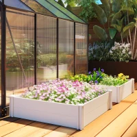 Outsunny Vinyl Raised Garden Bed Kit, 3 x 3 x 1ft Modular Elevated Garden Box with Slotting Legs and Open Bottom, White(m-10)