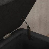 HOMCOM 40" Ottoman with Storage, Linen Upholstered Storage Ottoman Bench with Steel Legs for Living Room, Bedroom Black(m-9)