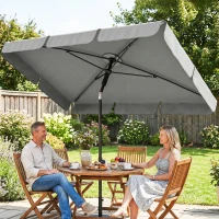 Outsunny 6' x 4' Patio Umbrella with Tilt, Rectangular Outdoor Umbrella for Garden, Grey(m-1)