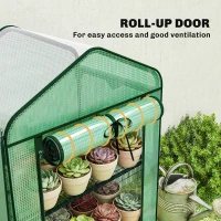 Outsunny Mini Greenhouse with Screen Roof, Portable Small Greenhouse with Roll-Up Zipper Door, 27.6" x 19.7" x 50", Green(m-7)