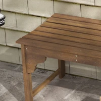 Outsunny Wooden Garden Bench, Patio Double Park Bench with Slatted Seat, Front Porch Backless Bench, Teak(m-7)