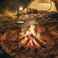 Outsunny Swivel Campfire Grill, 360° Adjustable Heavy Duty Chrome-Plated Steel Campfire Cooking Grate, Silver(m-10)