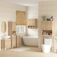 HOMCOM Floor Standing Bathroom Vanity, Bathroom Vanity Cabinet with Adjustable Shelf, Oak(m-9)