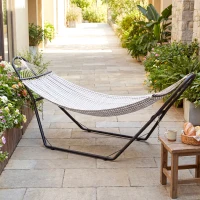 Outsunny Hammock Stand with Adjustable Height Steel Frame for 0.8" -1.2" Person 109.4" Black(m-7)