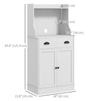 HOMCOM Microwave Cabinet, Kitchen Storage Cabinet with Drawer and Adjustable Shelf, White(m-3)