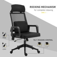 Vinsetto Office Chair High Back Mesh Desk Chair with 2-Point Vibration Massage Lumbar Support Pillow, Headrest, Ergonomic Swivel Back(m-6)