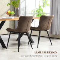 HOMCOM Dining Chairs Set of 2, PU Leather Upholstered Kitchen Chairs with Backrest and Steel Legs, Brown(m-7)