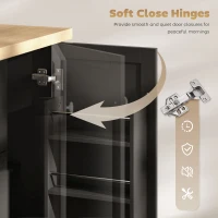 HOMCOM Farmhouse Kitchen Island Cart with Power Outlet and Soft-Close Doors, 49" Kitchen Island with 3 Drawers, Black(m-6)