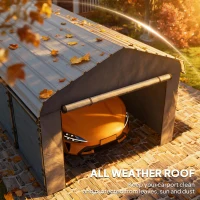 Outsunny 12' x 20' Metal Carport, Heavy Duty Garage Car Shelter with Galvanized Metal Roof and Removable Sidewalls, Dark Grey(m-5)