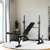 Soozier Weight Bench, Flat Incline Decline Workout Bench Press Set with Squat Racks, Leg Developer, Weight Plate Stand(m-8)