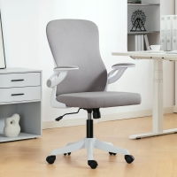 HOMCOM Ergonomic Office Chair, Swivel Desk Chair with Adjustable Lumbar Support and Height, Flip-up Armrests, Wheels, Grey