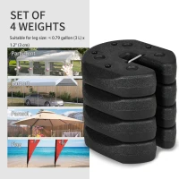 Outsunny Tent Weights Set of 4, Total 26 LBS Weights for Canopy Gazebo Legs with Reinforced Pins and Carry Belt(m-4)