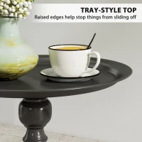 Outsunny 15.4" Round Outdoor Side Table, Tray Top Metal Patio Table with Retro Column Base for Indoor, Balcony, Garden, Black(m-5)