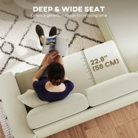 HOMCOM Corner Sofa with Changeable Chaise, Corduroy L-Shaped Sectional Sofa with Pocket Spring, 2 Pillows, Cream White(m-6)