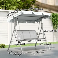 Outsunny 3-Seater Outdoor Swing Chair, Patio Swing, A Frame Porch Swing with Canopy, Garden Hammock Glider Bed, Light Grey(m-3)