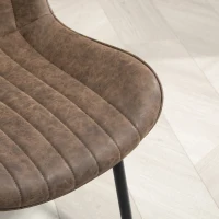 HOMCOM Dining Chairs Set of 2, PU Leather Upholstered Kitchen Chairs with Backrest and Steel Legs, Brown(m-10)