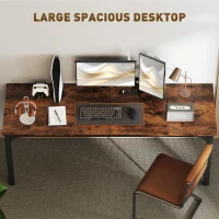 HOMCOM 79" Computer Desk, Desktop Desk with Metal Legs, Rustic Brown(m-4)