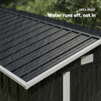 Outsunny 10' x 10' Metal Shed, Heavy Duty Outdoor Storage Shed with 4 Vents and Lockable Double Doors, Dark Grey(m-5)