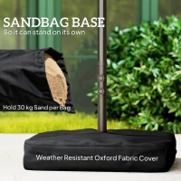 Outsunny 15' Outdoor Patio Umbrella with Twin Canopy Sunshade Steel Table Umbrella w/ Lift Crank, Cross base, Sandbag, Cream(m-6)