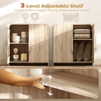 HOMCOM Sideboard Buffet Cabinet, 31.5" Modern Kitchen Storage Cabinet with Soft-Close Door and Adjustable Shelf, Natural Wood(m-5)