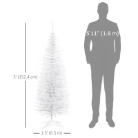 HOMCOM 5FT Artificial Christmas Tree, Pencil Christmas Tree with Realistic Branches, Stable Stand, White(m-3)