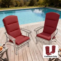 Outsunny Patio Chair Cushion for Adirondack Chairs Replacement Cushion with Back and Ties, Wine Red(m-10)