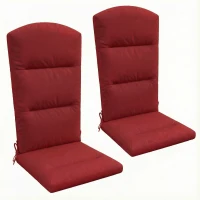 Outsunny Patio Chair Cushion for Adirondack Chairs Replacement Cushion with Back and Ties, Wine Red(m-2)