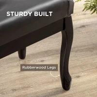 HOMCOM Adjustable Height Piano Bench Stool, PU Leather Button Tufted Padded Keyboard Seat with Rubber Wood Legs, Black(m-5)