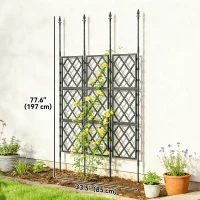 Outsunny Foldable Garden Trellis, 33.5 x 77.6 Inch Lattice Climbing Support Trellis for Garden, DIY Assembly, Black(m-3)
