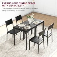 HOMCOM Dining Table Set for 2, 3 Piece Kitchen Table and Chairs with Metal Legs for Small Spaces, Black(m-7)