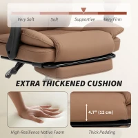 HOMCOM Reclining Office Chair, Executive Desk Chair with Pet-Friendly Fabric, Headrest, Footrest, Swivel Wheels, Brown(m-5)