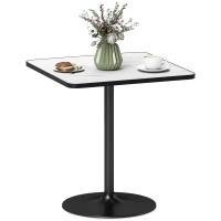 HOMCOM Dining Table for 4, Modern Kitchen Table with Marble Effect Tabletop and Round Base, White(m-11)