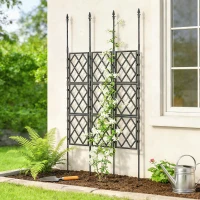 Outsunny Foldable Garden Trellis, 33.5 x 77.6 Inch Lattice Climbing Support Trellis for Garden, DIY Assembly, Black(m-10)