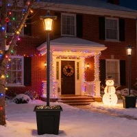 Outsunny 63" Solar Lamp Post Lights 2 Pack, Waterproof LED Solar Light Posts with Planter, Black(m-9)