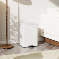 HOMCOM 5.3 Gallon/20 L Garbage Bin with Soft Close Lid, Trash Can with Removable Inner Bucket for Kitchen, Office, Cream White(m-10)