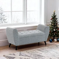 HOMCOM Upholstered Storage Bench with Arms, Modern Ottoman Bench for Bedroom, Entryway, and Living Room, Grey(m-1)