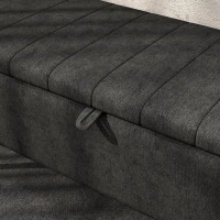 HOMCOM 40" Ottoman with Storage, Linen Upholstered Storage Ottoman Bench with Steel Legs for Living Room, Bedroom Black(m-10)